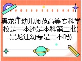 黑龙江幼儿师范高等专科学校是一本还是本科第二批(黑龙江幼专是二本吗)