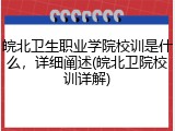 皖北卫生职业学院校训是什么，详细阐述(皖北卫院校训详解)