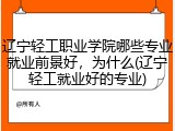 辽宁轻工职业学院哪些专业就业前景好，为什么(辽宁轻工就业好的专业)