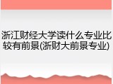 浙江财经大学读什么专业比较有前景(浙财大前景专业)