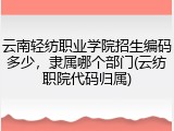 云南轻纺职业学院招生编码多少，隶属哪个部门(云纺职院代码归属)