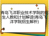 青岛飞洋职业技术学院的招生人数和计划解读(青岛飞洋学院招生解析)