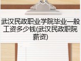 武汉民政职业学院毕业一般工资多少钱(武汉民政职院薪资)