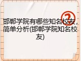 邯郸学院有哪些知名校友，简单分析(邯郸学院知名校友)