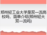 郑州轻工业大学是双一流高校吗，简单介绍(郑州轻大双一流吗)