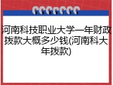 河南科技职业大学一年财政拨款大概多少钱(河南科大年拨款)