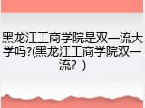 黑龙江工商学院是双一流大学吗?(黑龙江工商学院双一流？)