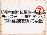郑州智能科技职业学院什么专业最好，一年招多少人(郑州智能职院热门专业)