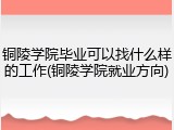 铜陵学院毕业可以找什么样的工作(铜陵学院就业方向)