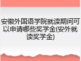 安徽外国语学院就读期间可以申请哪些奖学金(安外就读奖学金)