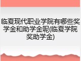 临夏现代职业学院有哪些奖学金和助学金呢(临夏学院奖助学金)
