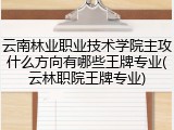 云南林业职业技术学院主攻什么方向有哪些王牌专业(云林职院王牌专业)