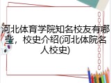河北体育学院知名校友有哪些，校史介绍(河北体院名人校史)