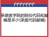 承德医学院的院校代码和邮编是多少(承医代码邮编)