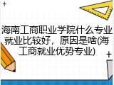 海南工商职业学院什么专业就业比较好，原因是啥(海工商就业优势专业)
