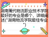 湖南现代物流职业技术学院最好的专业是哪个，详细阐述("湖南物流学院最佳专业")