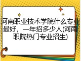 河南职业技术学院什么专业最好，一年招多少人(河南职院热门专业招生)