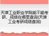 天津工业职业学院能不能考研，成绩在哪里查询(天津工业考研成绩查询)