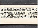湖南幼儿师范高等专科学校每年招生人数多少，政策变动如何(湖南幼专招生政策)