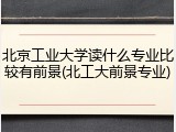 北京工业大学读什么专业比较有前景(北工大前景专业)