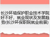 长沙环境保护职业技术学院好不好，就业现状及发展趋势(长沙环保职院就业前景)