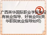 广西英华国际职业学院有没有就业指导，好就业吗(英华职院就业指导如何)