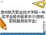 贵州航天职业技术学院一年奖学金最多能拿多少(贵航职院最高奖学金)