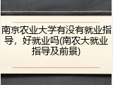 南京农业大学有没有就业指导，好就业吗(南农大就业指导及前景)