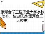 漯河食品工程职业大学学校简介，校史概述(漯河食工大校史)