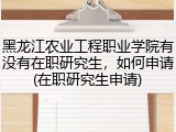 黑龙江农业工程职业学院有没有在职研究生，如何申请(在职研究生申请)