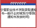 宁夏职业技术学院录取通知书一般什么时候发(宁职院通知书发放时间)