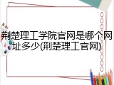 荆楚理工学院官网是哪个网址多少(荆楚理工官网)