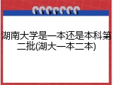 湖南大学是一本还是本科第二批(湖大一本二本)