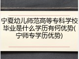 宁夏幼儿师范高等专科学校毕业是什么学历有何优势(宁师专学历优势)