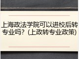 上海政法学院可以进校后转专业吗？(上政转专业政策)