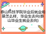 泰山科技学院毕业后就业前景怎么样，毕业生去向(泰山毕业生就业去向)