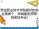 罗定职业技术学院最好的专业是哪个，详细阐述(罗职院最佳专业)