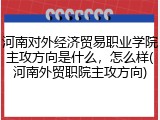 河南对外经济贸易职业学院主攻方向是什么，怎么样(河南外贸职院主攻方向)