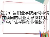辽宁广告职业学院如何申请在读间的创业无息贷款(辽宁广告学院创业贷款)