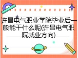 许昌电气职业学院毕业后一般能干什么呢(许昌电气职院就业方向)