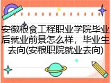 安徽粮食工程职业学院毕业后就业前景怎么样，毕业生去向(安粮职院就业去向)