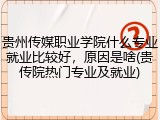贵州传媒职业学院什么专业就业比较好，原因是啥(贵传院热门专业及就业)