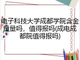 电子科技大学成都学院含金量量吗，值得报吗(成电成都院值得报吗)
