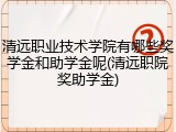 清远职业技术学院有哪些奖学金和助学金呢(清远职院奖助学金)