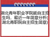 湖北青年职业学院能自主招生吗，最近一年简章分析(湖北青职院自主招生简章)