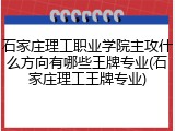 石家庄理工职业学院主攻什么方向有哪些王牌专业(石家庄理工王牌专业)