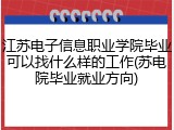 江苏电子信息职业学院毕业可以找什么样的工作(苏电院毕业就业方向)