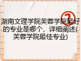 湖南文理学院芙蓉学院最好的专业是哪个，详细阐述(芙蓉学院最佳专业)
