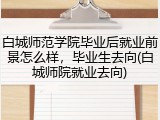 白城师范学院毕业后就业前景怎么样，毕业生去向(白城师院就业去向)