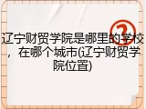 辽宁财贸学院是哪里的学校，在哪个城市(辽宁财贸学院位置)